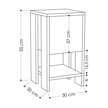 Comodino Ema tortora anta ribalta 30x30x55h