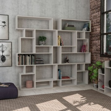 Libreria orizzontale bifacciale bianca Karmato 96x168,5