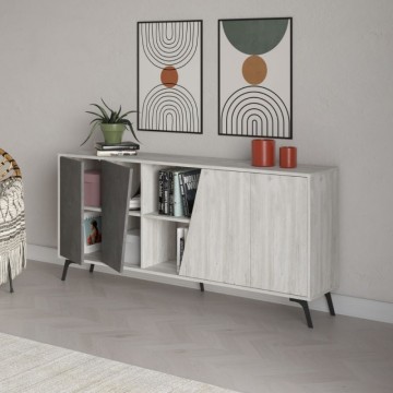 Madia bianco vintage e cemento 4 ante Fiona 180x35,6x82H