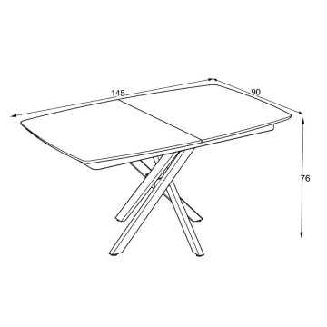 Tavolo allungabile piano effetto marmo ardesia opaco e gambe in metallo nero Filis 145x90x76H
