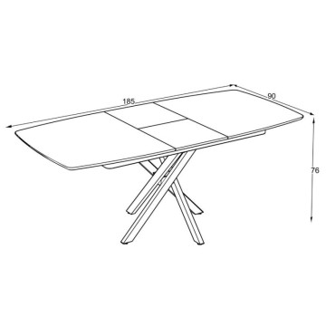 Tavolo allungabile piano effetto marmo ardesia opaco e gambe in metallo nero Filis 145x90x76H