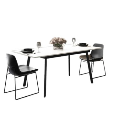 Tavolo allungabile piano colore bianco e gambe in metallo nero Lini 138x85x76h