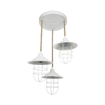 Lampada a sospensione Bulut ASZ0632 3 luci metallo bianco e corda