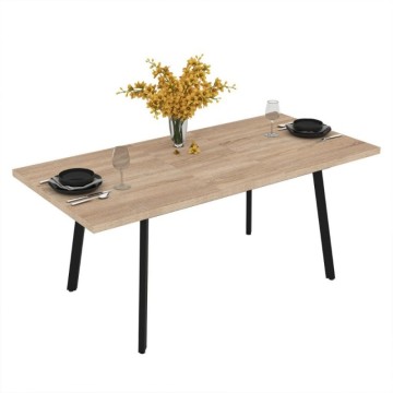 Tavolo allungabile piano colore rovere e gambe in metallo nero Lini 138x85x76h