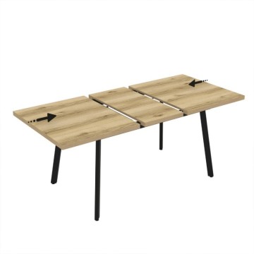 Tavolo allungabile piano colore rovere e gambe in metallo nero Lini 138x85x76h