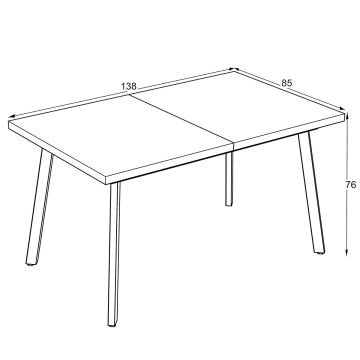 Tavolo allungabile piano colore rovere e gambe in metallo nero Lini 138x85x76h