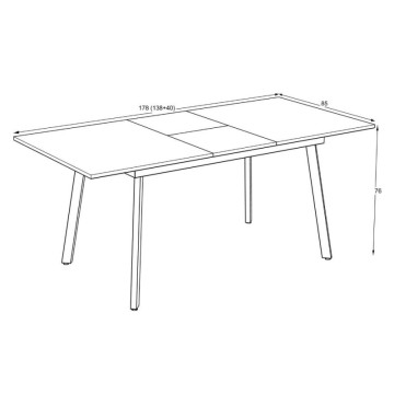Tavolo allungabile piano colore rovere e gambe in metallo nero Lini 138x85x76h