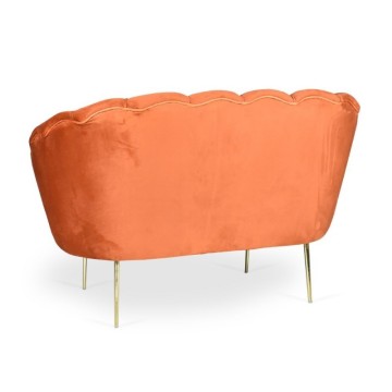 Divano a conchiglia due posti Orel velluto ruggine e piedi oro 130x70x76h