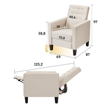 Poltrona recliner con massaggio Malea tessuto beige
