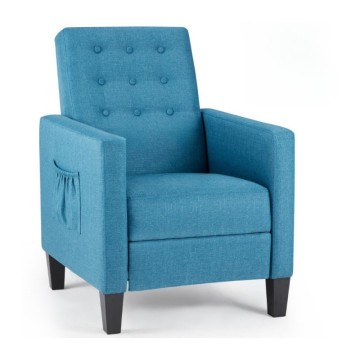 Poltrona recliner con massaggio Malea tessuto blu