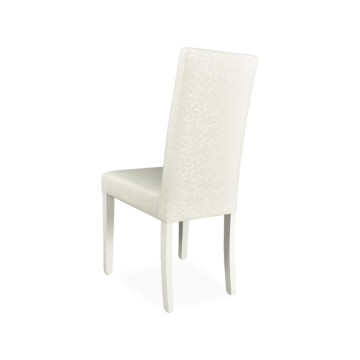 Sedia tessuto bianco con decoro floreale Montecarlo 3 bottoni