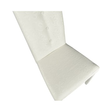 Sedia tessuto bianco con decoro floreale Montecarlo 3 bottoni