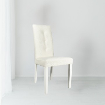 Sedia tessuto bianco con decoro floreale Montecarlo 3 bottoni