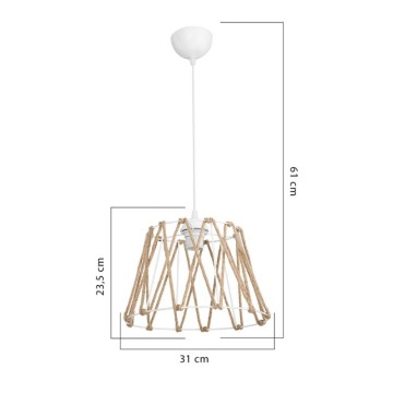 Lampada a sospensione metallo bianco e corda Evren ASZ1029