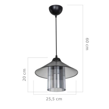 Lampada a sospensione stile vintage diffusore e paralume fumè Inka ASZ1463