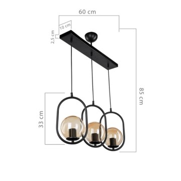Lampada da soffitto stile moderno con telaio nero 3 punti luce Narissa ASZ1332
