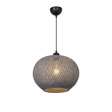 Lampada da soffitto con paralume in corda intrecciato antracite Yumak MDL4745