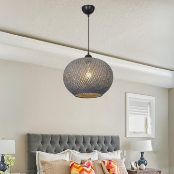 Lampada da soffitto con paralume in corda intrecciato antracite Yumak MDL4745