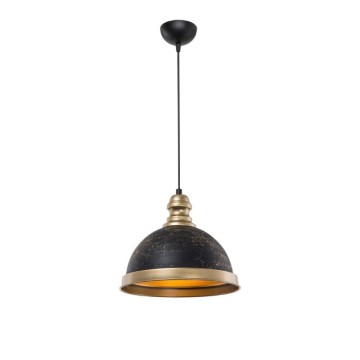 Lampada da soffitto con paralume metallo nero e dettagli oro Astek ASZ1637