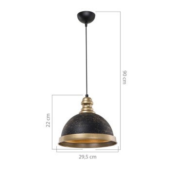 Lampada da soffitto con paralume metallo nero e dettagli oro Astek ASZ1637