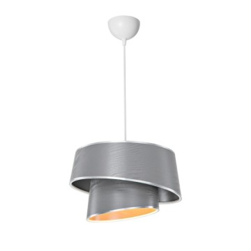 Lampada da soffitto con paralume grigio effetto legno Lima MDL5132