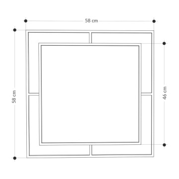 Specchio quadrato Corner con doppia cornice in metallo oro