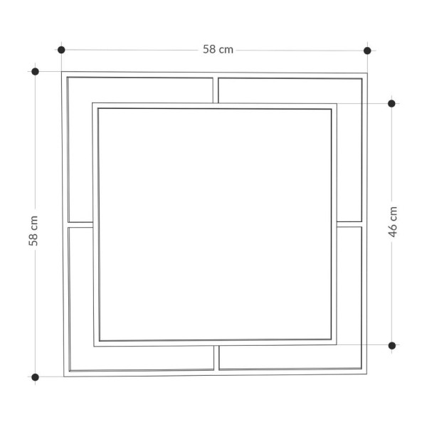 Specchio quadrato 50x50 cm con doppia cornice in metallo oro - Corner