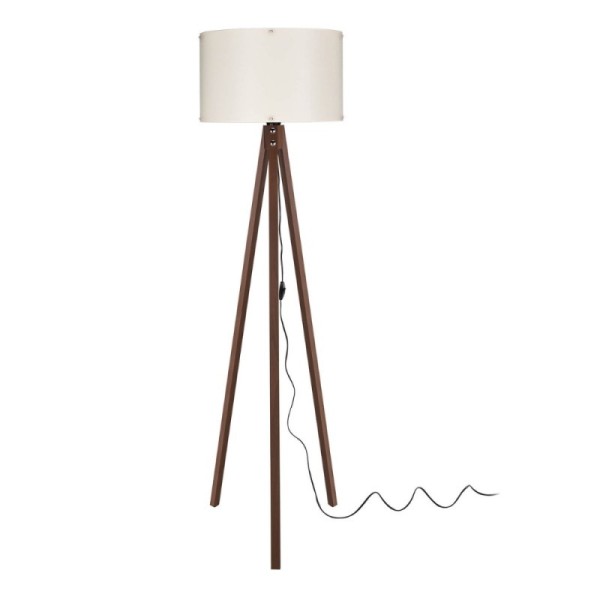 Lampada da terra treppiede noce con paralume tessuto crema Aden ASZ1460 Lampada da terra treppiede noce con paralume tessuto crema Aden ASZ1460