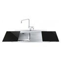 Lavello incasso 1 vasca e gocciolatoio destro con taglieri in vetro nero Smeg LI91ND inox