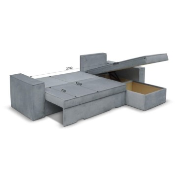 Divano con penisola contenitore reversibile grigio - Olymp