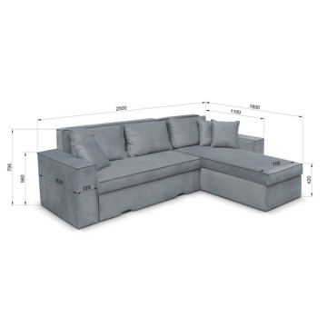Divano con penisola contenitore reversibile grigio - Olymp
