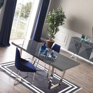 Tavolo grigio laccato lucido Enzio 185x95x78h