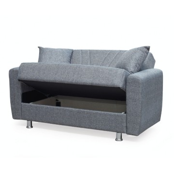 Divano 2 posti con contenitore e funzione letto Poem grigio 149x78x78H