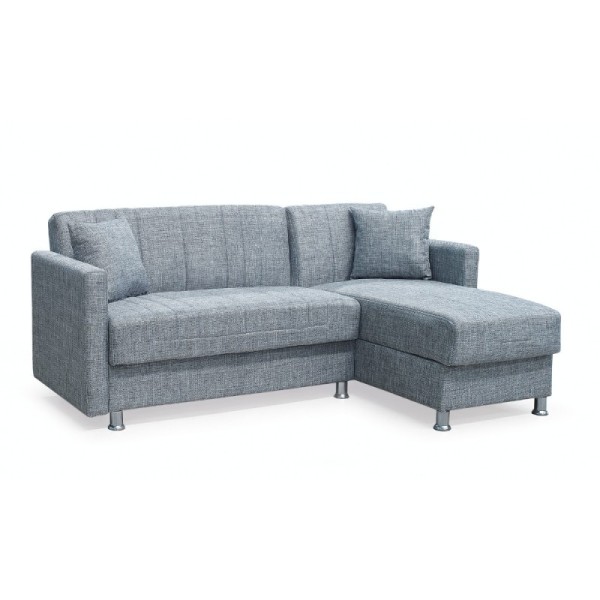 Divano letto Oasis con penisola doppio contenitore Oasis grigio chiaro 200x134x80H Divano letto Oasis con penisola doppio contenitore Oasis grigio chiaro 200x134x80H