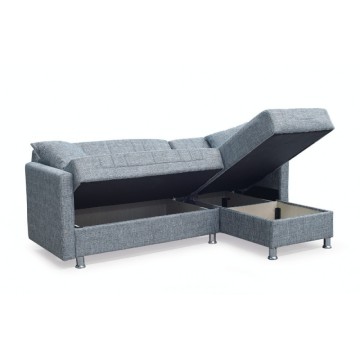 Divano letto Oasis con penisola doppio contenitore Oasis grigio chiaro 200x134x80H Divano letto Oasis con penisola doppio contenitore Oasis grigio chiaro 200x134x80H