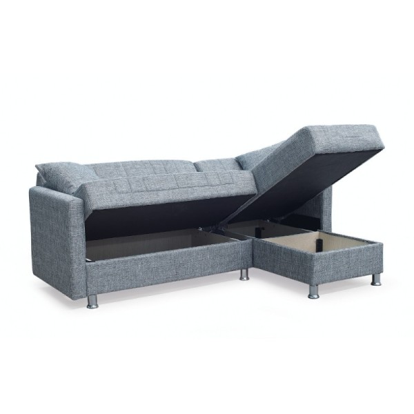 Divano letto Oasis con penisola doppio contenitore Oasis grigio chiaro 200x134x80H Divano letto Oasis con penisola doppio contenitore Oasis grigio chiaro 200x134x80H