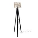 Lampada da terra treppiede nero con paralume in iuta DECONE1188
