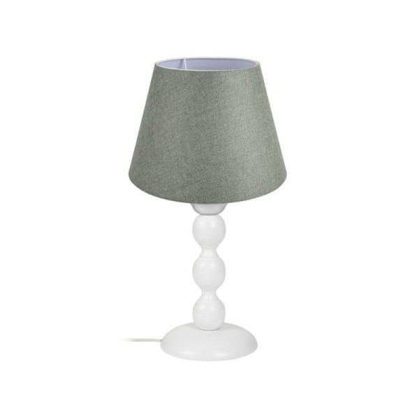 Lampada da tavolo base bianca e paralume tessuto colore verde LAGUNAH272638 Lampada da tavolo base bianca e paralume tessuto colore verde LAGUNAH272638