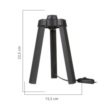 Lampada da tavolo treppiede nero e paralume tessuto colore bianco PIKONE2632