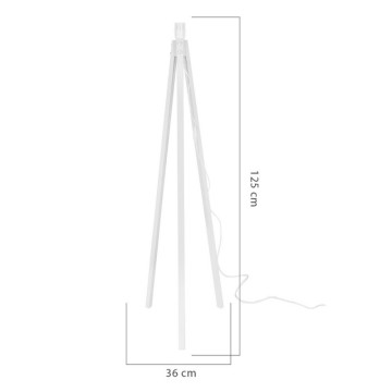 Lampada da terra treppiede legno bianco e paralume tessuto rosa RODIBI3012