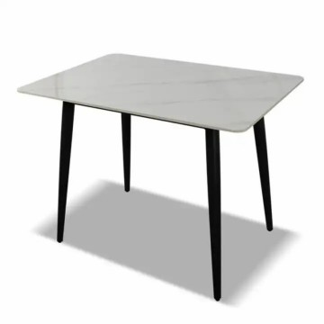 Tavolo rettangolare effetto marmo bianco Brot 120x70x75H