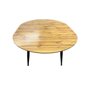 Tavolo rotondo 120x120 cm allungabile colore rovere con gambe nere - Cordelia