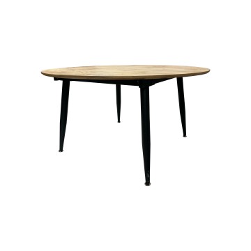Tavolo rotondo 120x120 cm allungabile colore rovere con gambe nere - Cordelia