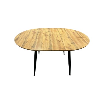 Tavolo rotondo 120x120 cm allungabile colore rovere con gambe nere - Cordelia