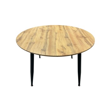 Tavolo rotondo 120x120 cm allungabile colore rovere con gambe nere - Cordelia