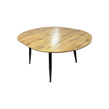 Tavolo rotondo 120x120 cm allungabile colore rovere con gambe nere - Cordelia