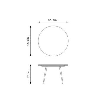 Tavolo rotondo 120x120 cm allungabile colore rovere con gambe nere - Cordelia