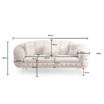 Divano 3 posti design chesterfield in velluto avvolgente blu e gambe oro Bentley Babyface14 250x88x88H