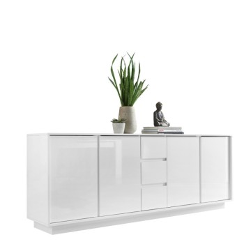 Madia 4 ante e 3 cassetti bianco lucido Ice 210x43x79H