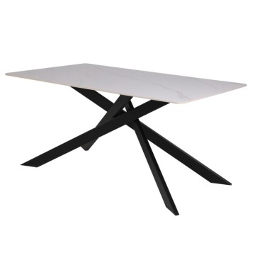 Tavolo rettangolare Star piano ceramica effetto marmo bianco lucido